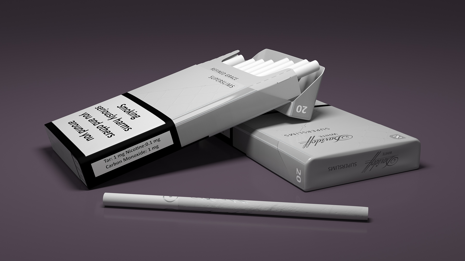 3D model Cigarettes Davidoff White Super Slim Unpacked
