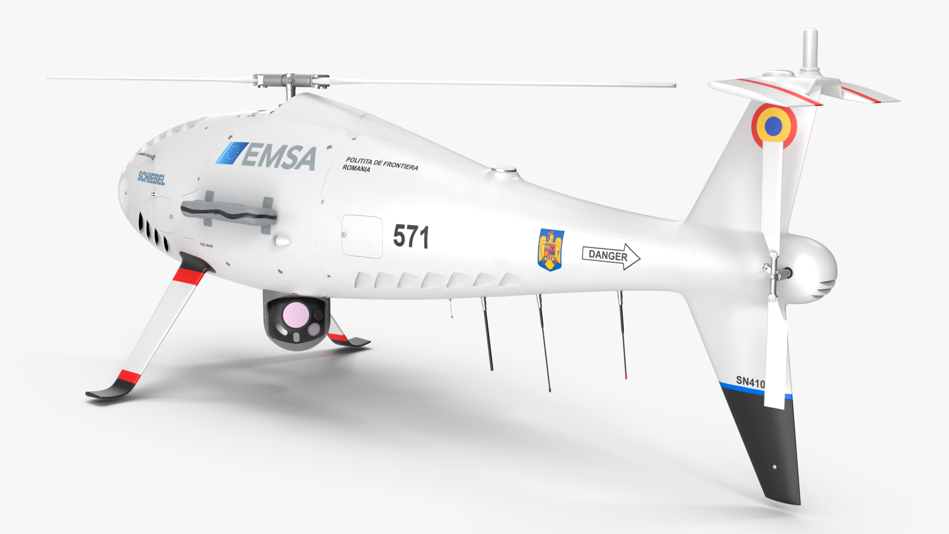 Schiebel Camcopter S100 UAV Romanian Border Police Rigged 3D