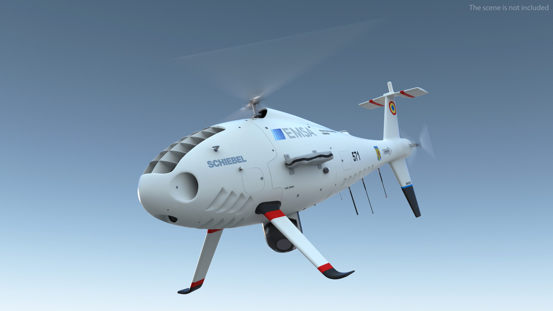 Schiebel Camcopter S100 UAV Romanian Border Police Rigged 3D