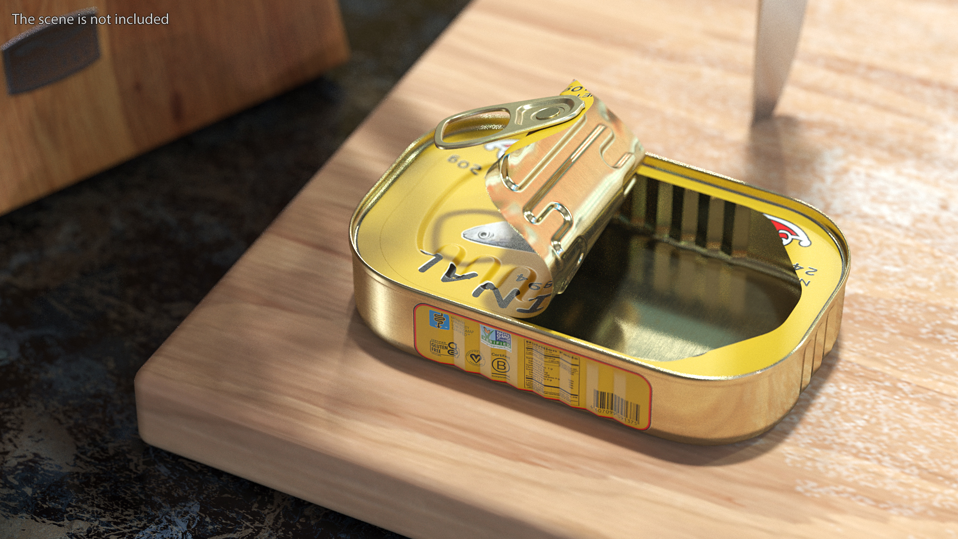 3D Half Open Empty Rectangular Sardine Tin Can model