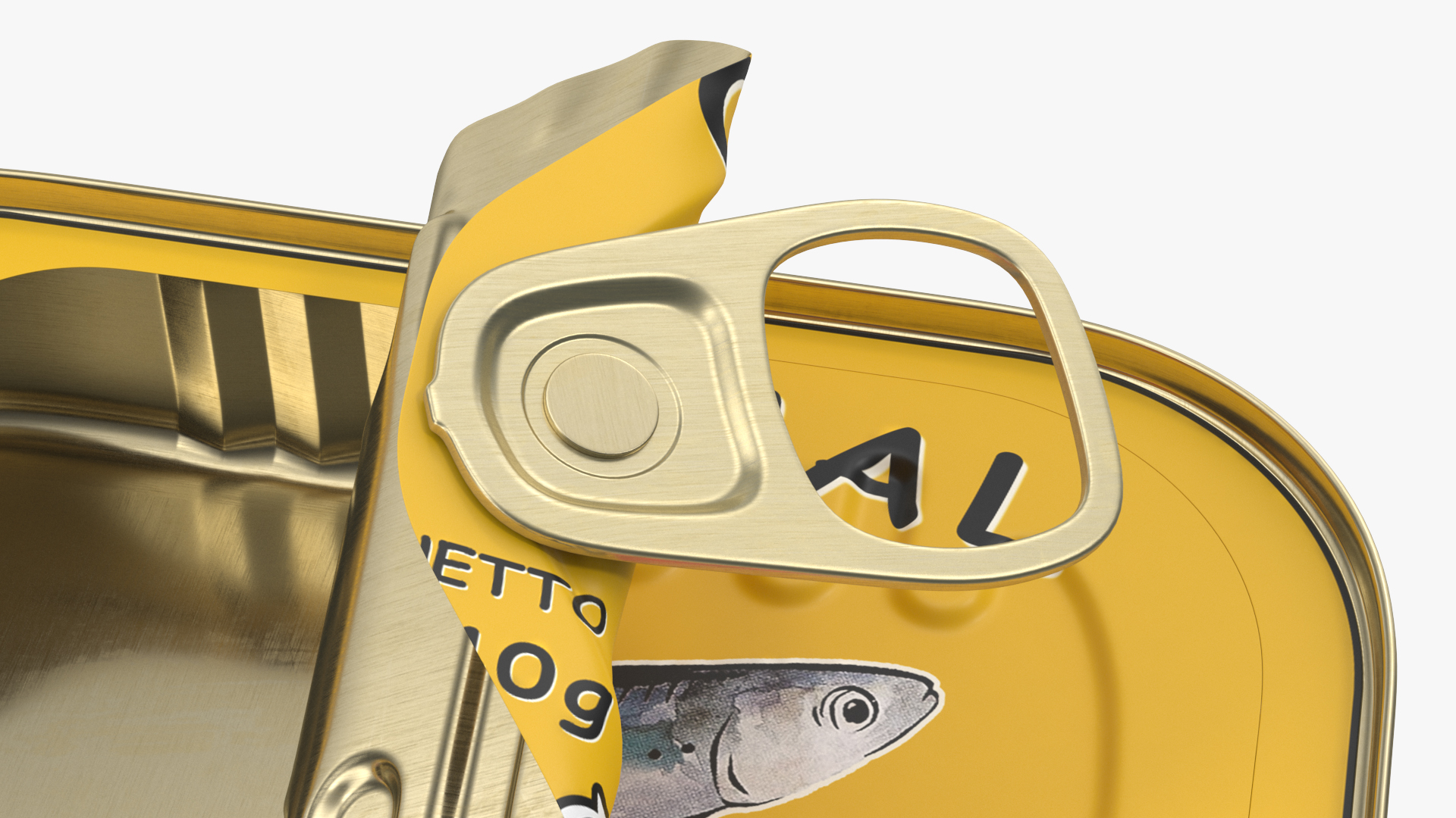 3D Half Open Empty Rectangular Sardine Tin Can model