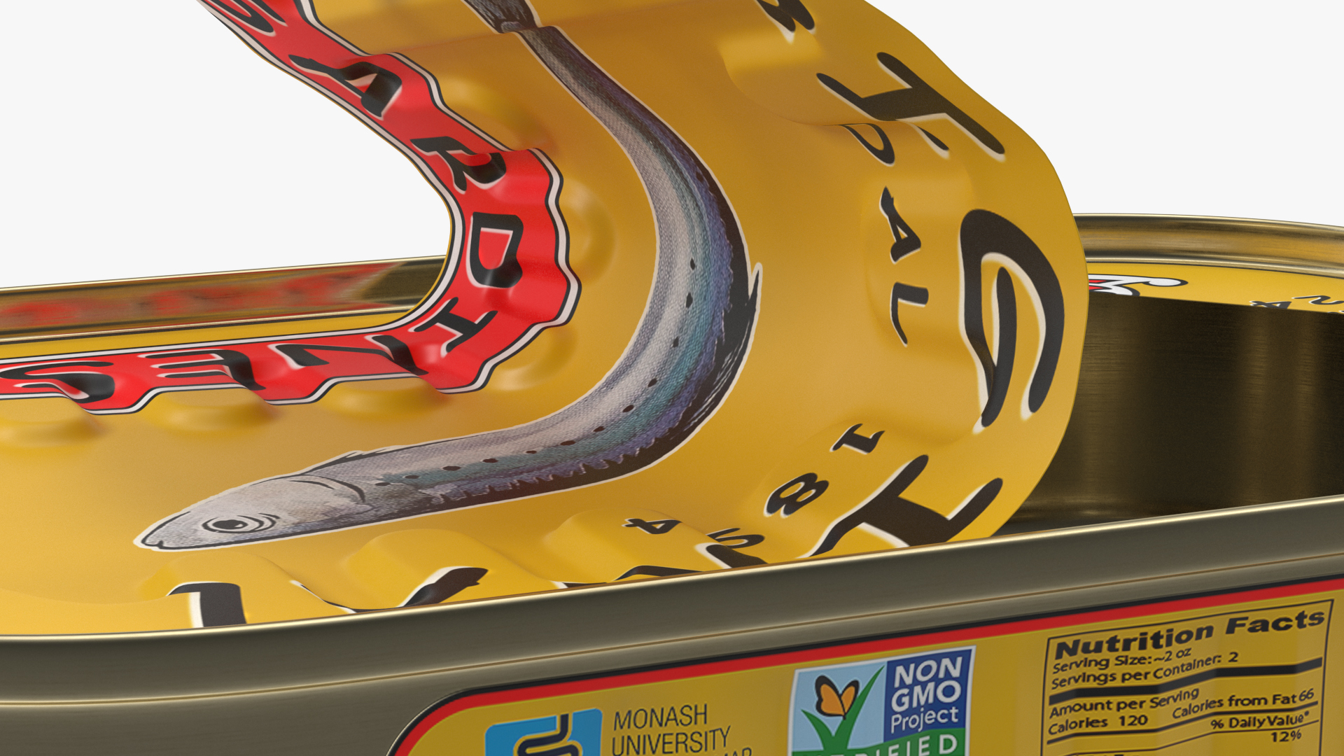 3D Half Open Empty Rectangular Sardine Tin Can model