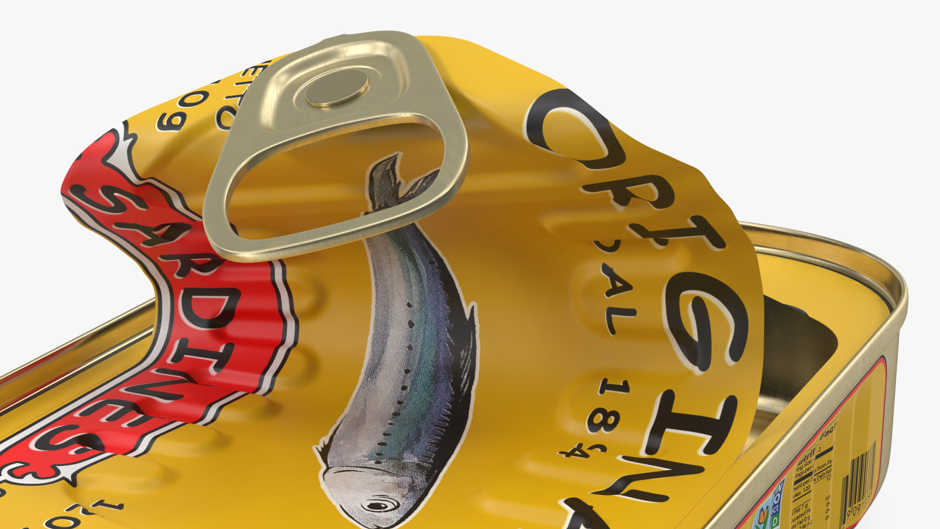 3D Half Open Empty Rectangular Sardine Tin Can model