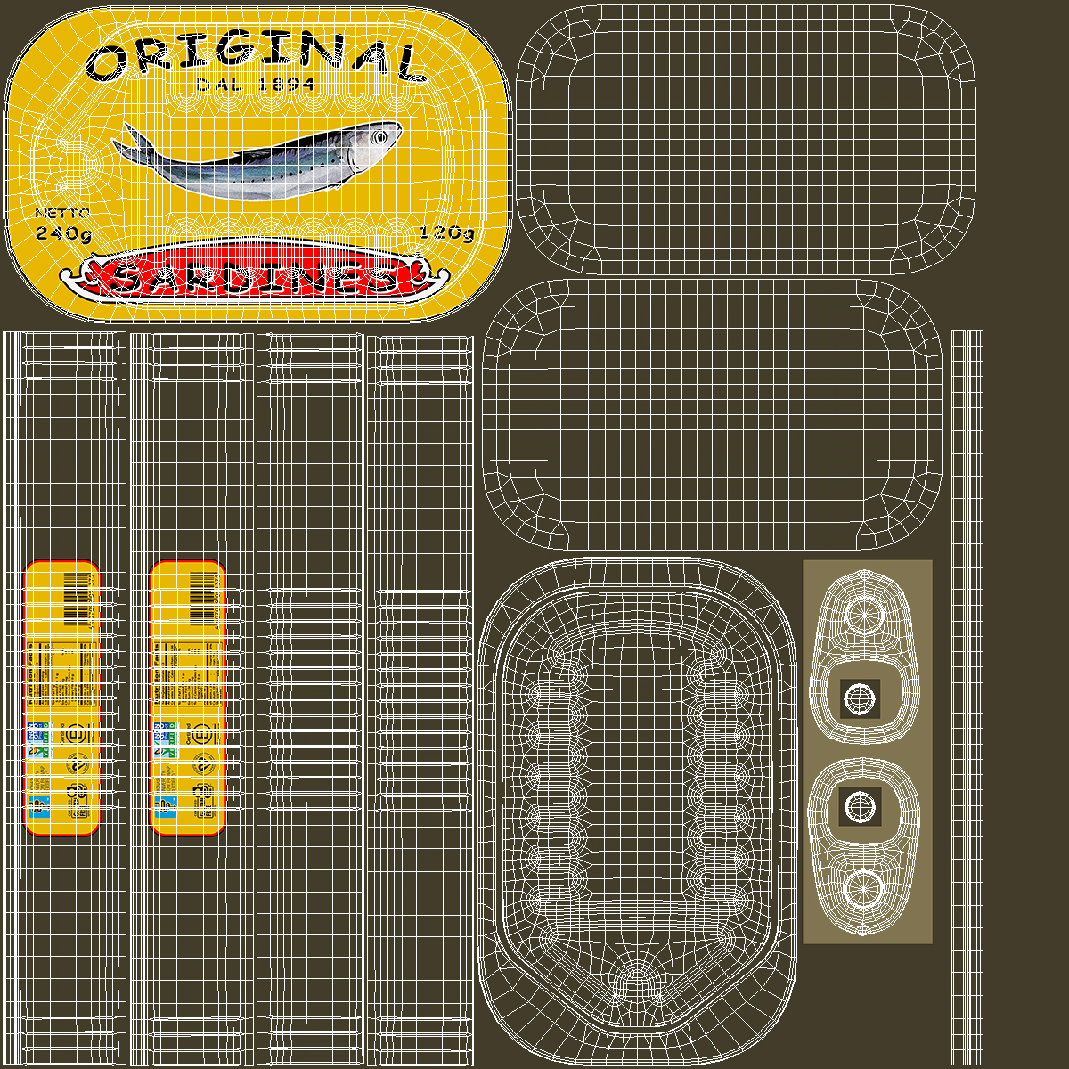 3D Half Open Empty Rectangular Sardine Tin Can model
