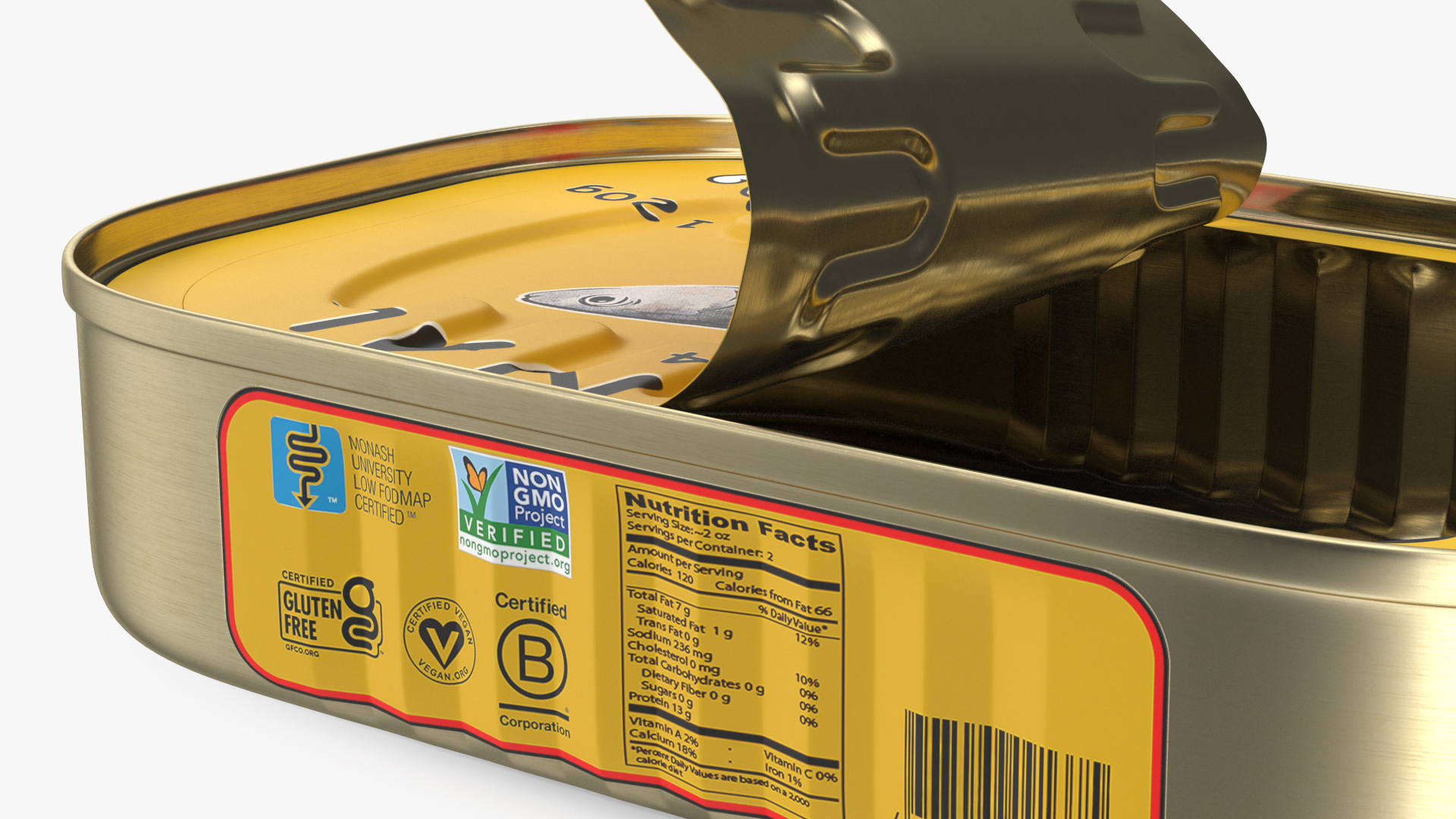 3D Half Open Empty Rectangular Sardine Tin Can model