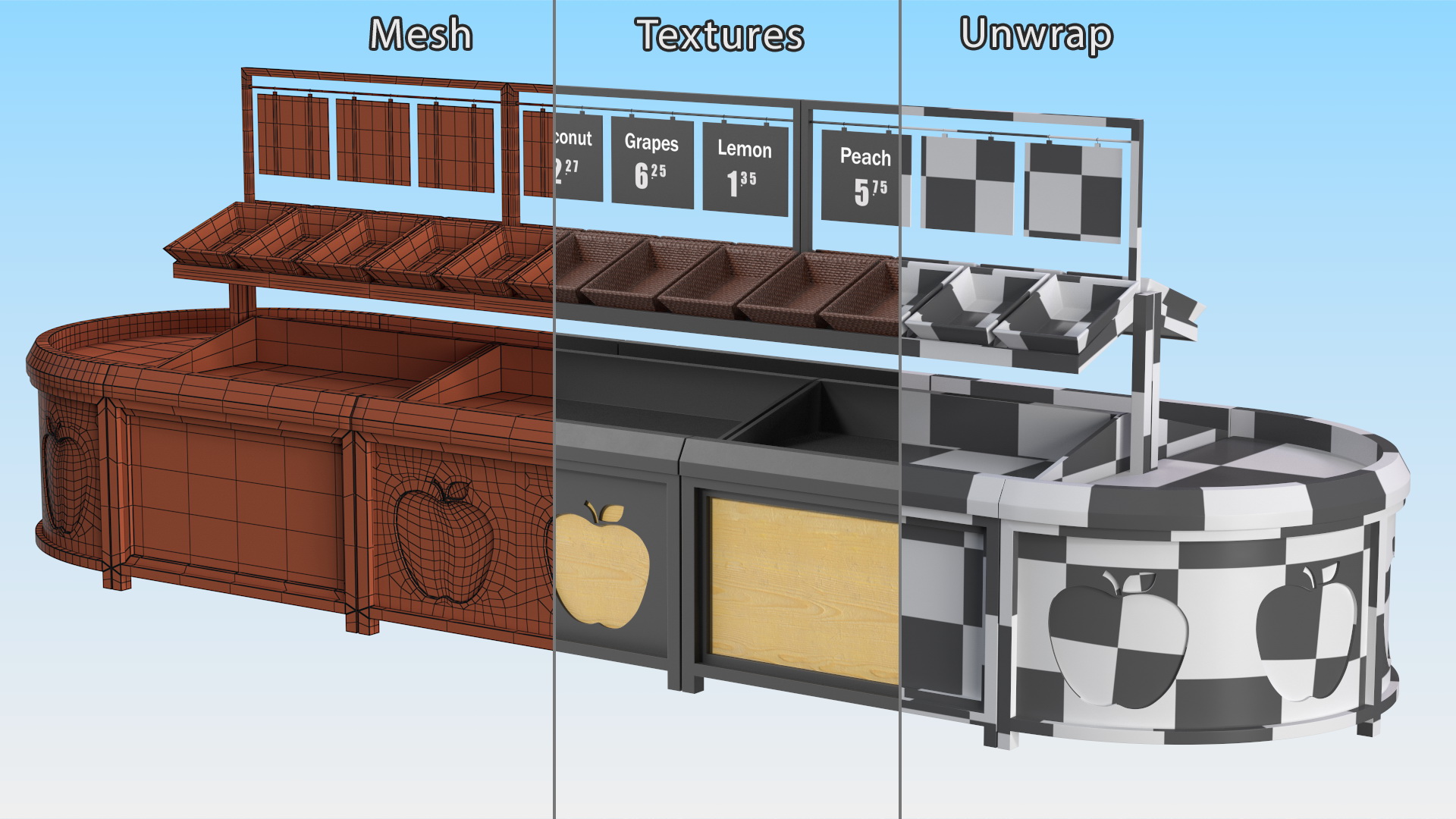 Supermarket Fruit and Vegetable Display Rack 3D model