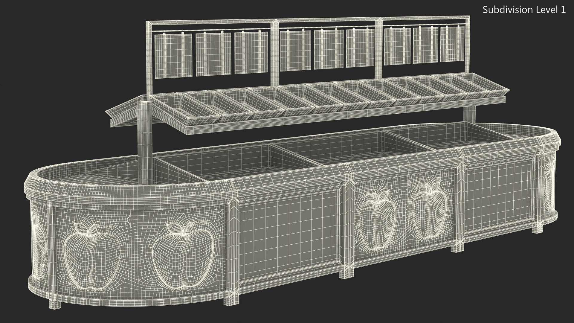 Supermarket Fruit and Vegetable Display Rack 3D model