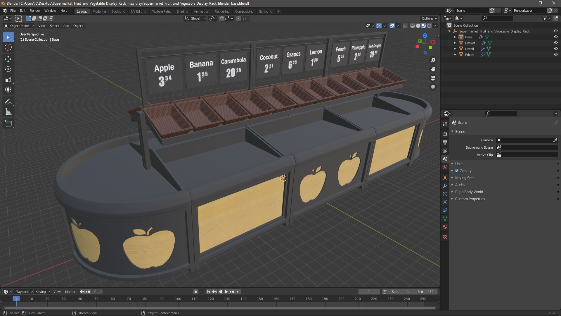 Supermarket Fruit and Vegetable Display Rack 3D model