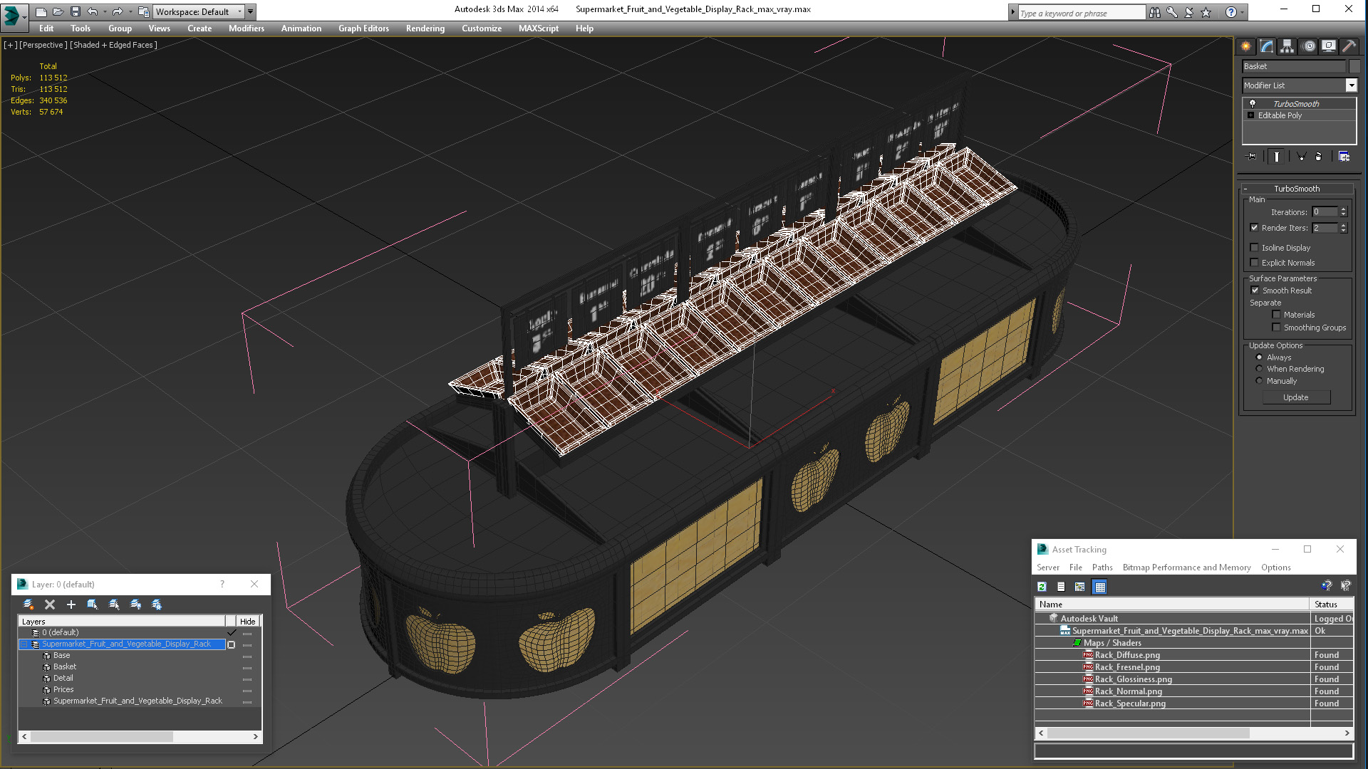 Supermarket Fruit and Vegetable Display Rack 3D model