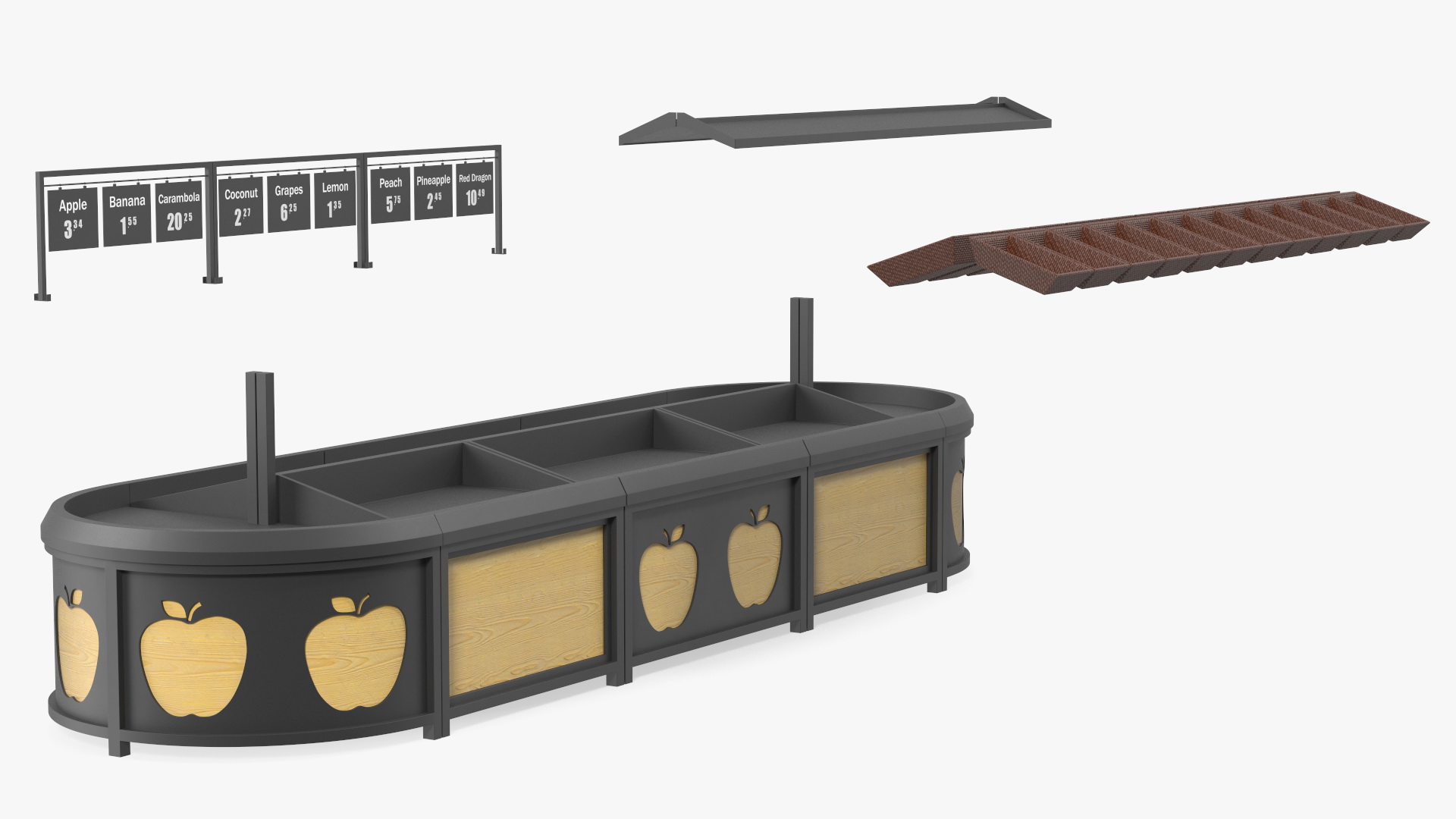 Supermarket Fruit and Vegetable Display Rack 3D model