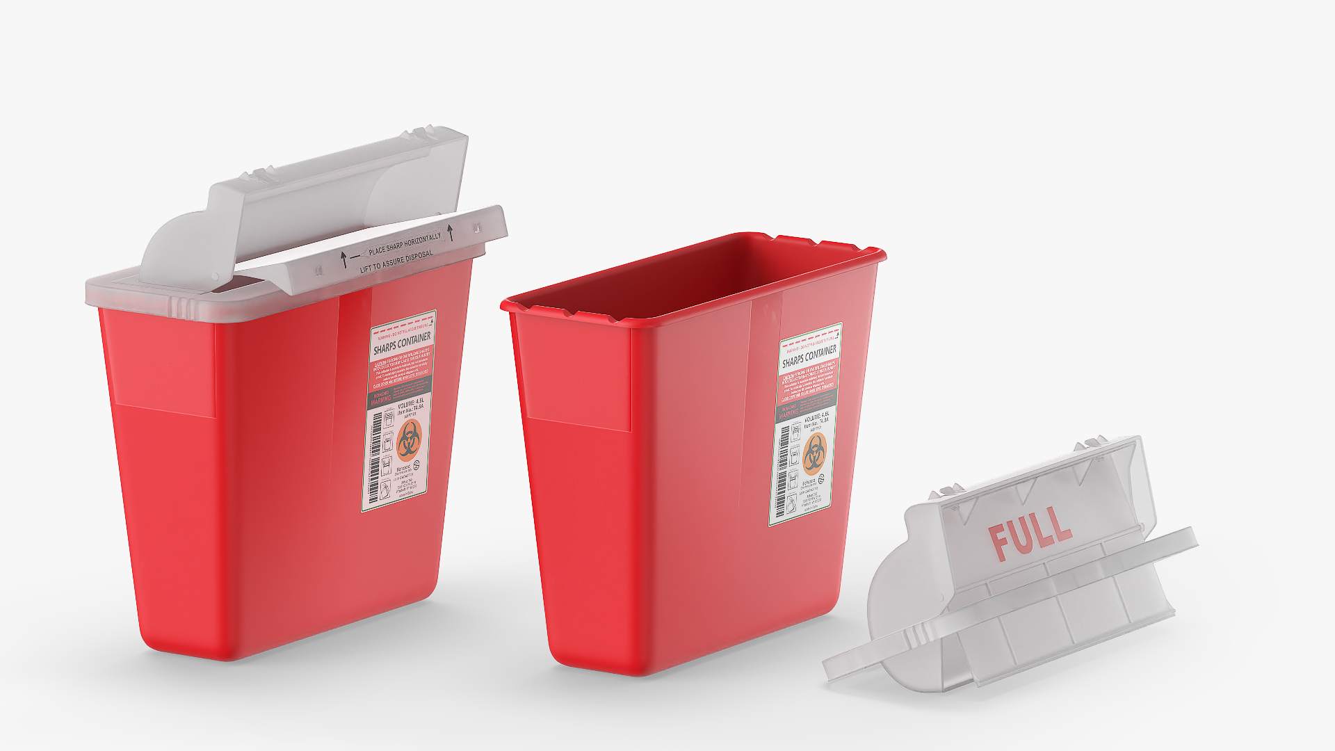 Biohazard Medical Sharps Container Open 3D model