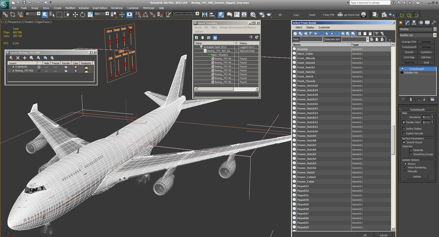 Boeing 747 400 Generic Rigged 3D model