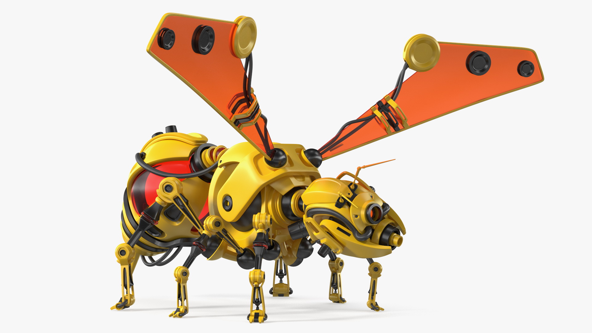 3D Robot Bee Yellow Rigged model