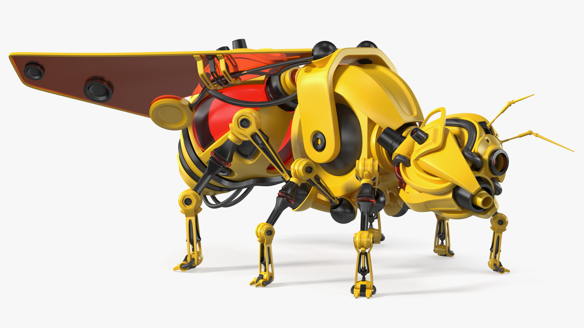 3D Robot Bee Yellow Rigged model
