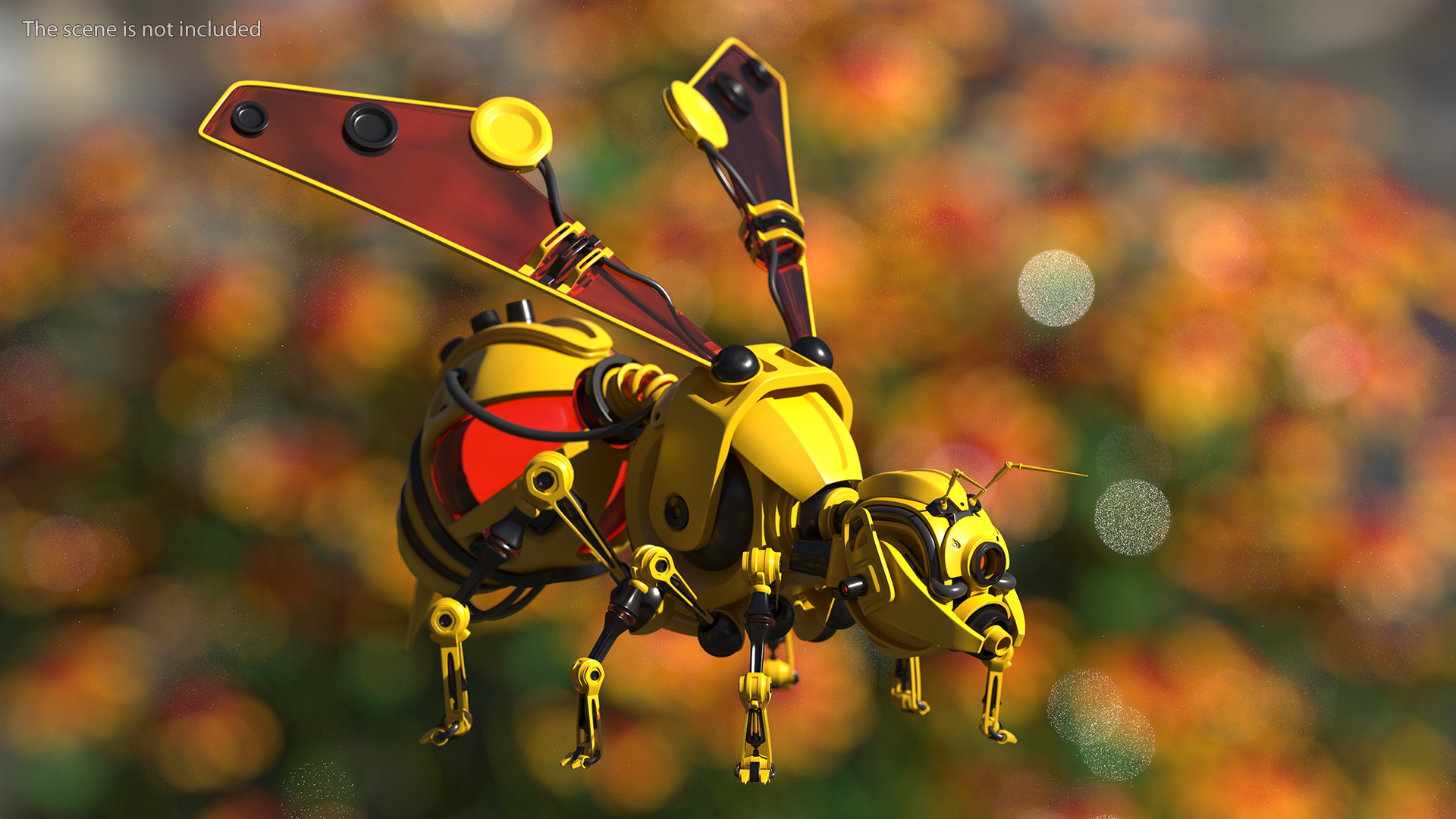 3D Robot Bee Yellow Rigged model