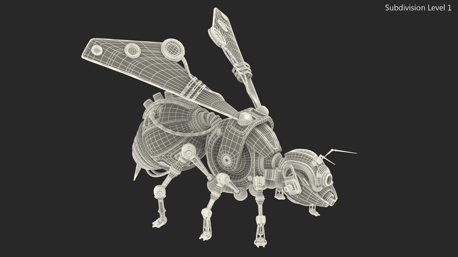 3D Robot Bee Yellow Rigged model