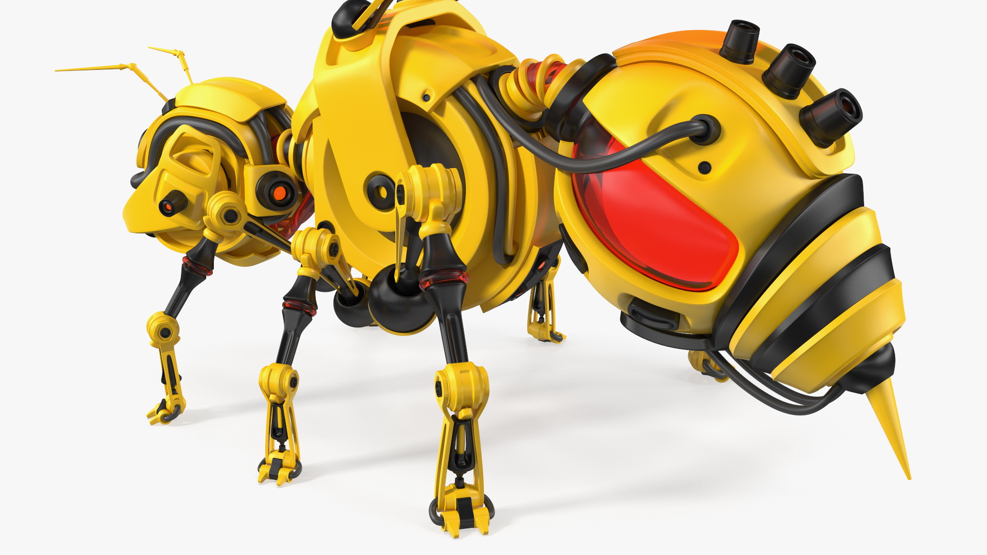 3D Robot Bee Yellow Rigged model