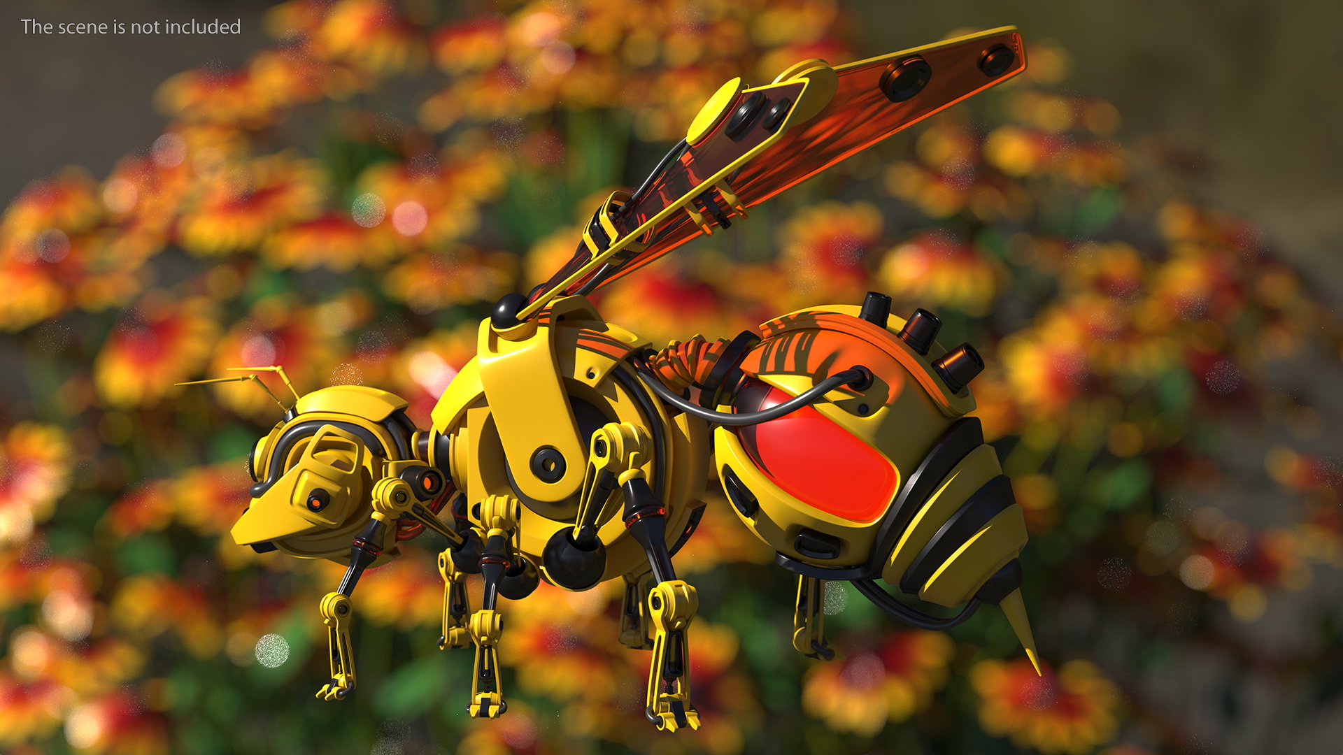 3D Robot Bee Yellow Rigged model