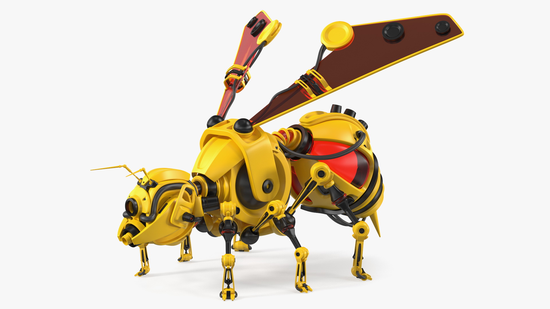 3D Robot Bee Yellow Rigged model