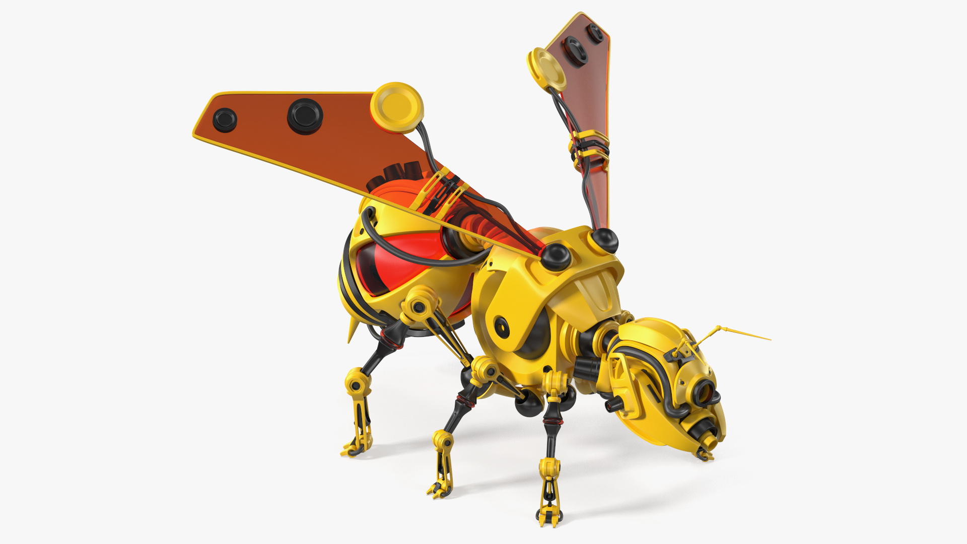 3D Robot Bee Yellow Rigged model