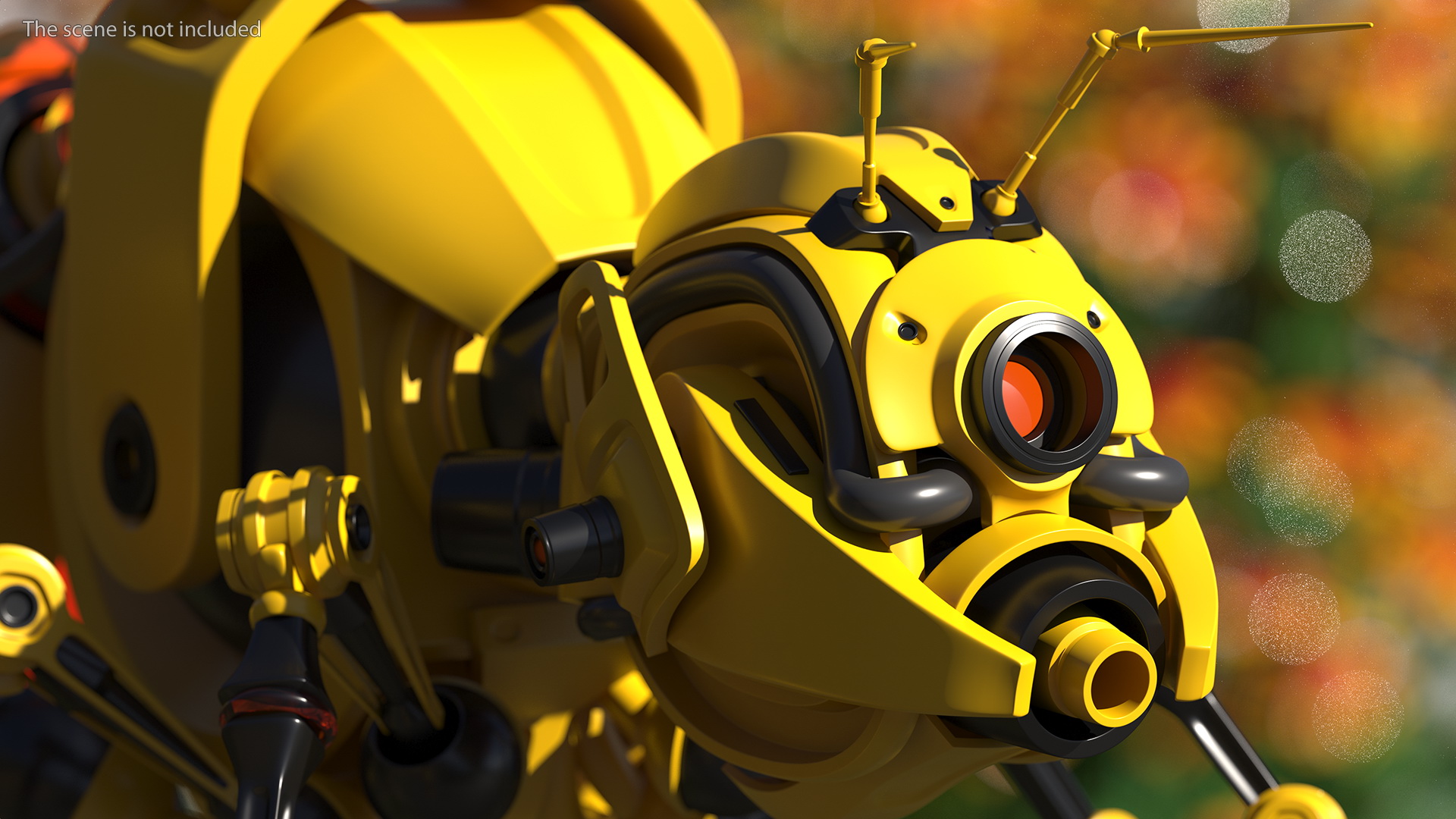 3D Robot Bee Yellow Rigged model
