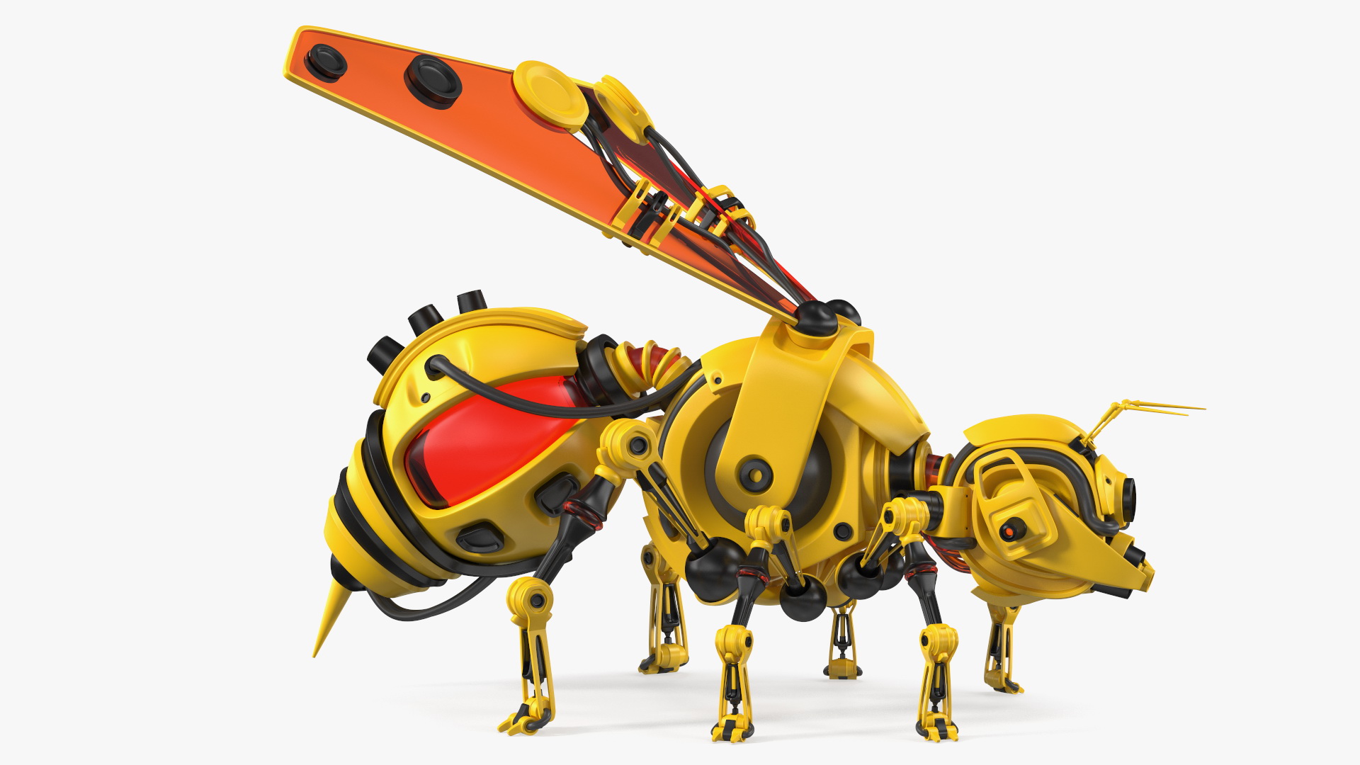 3D Robot Bee Yellow Rigged model