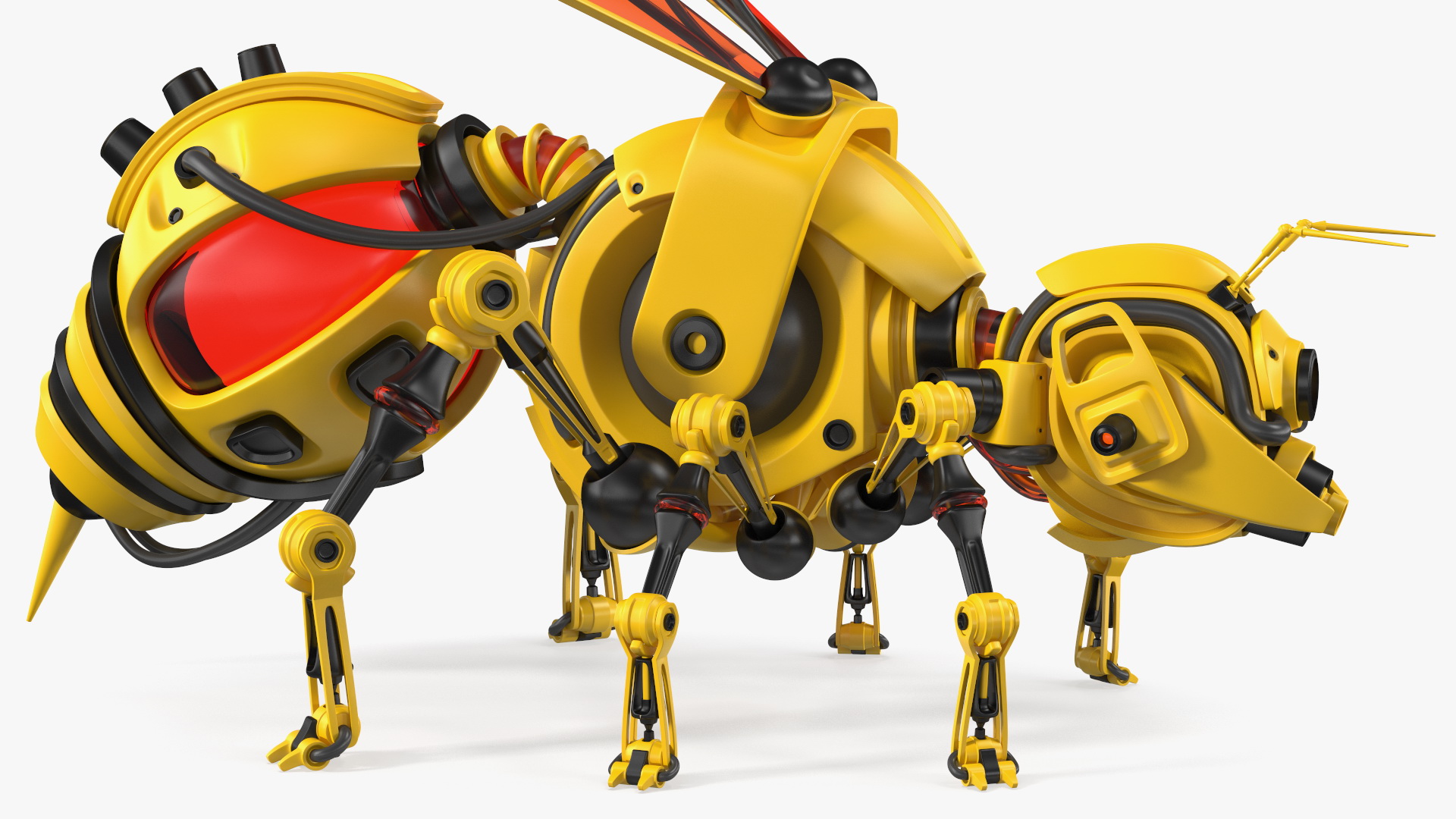 3D Robot Bee Yellow Rigged model