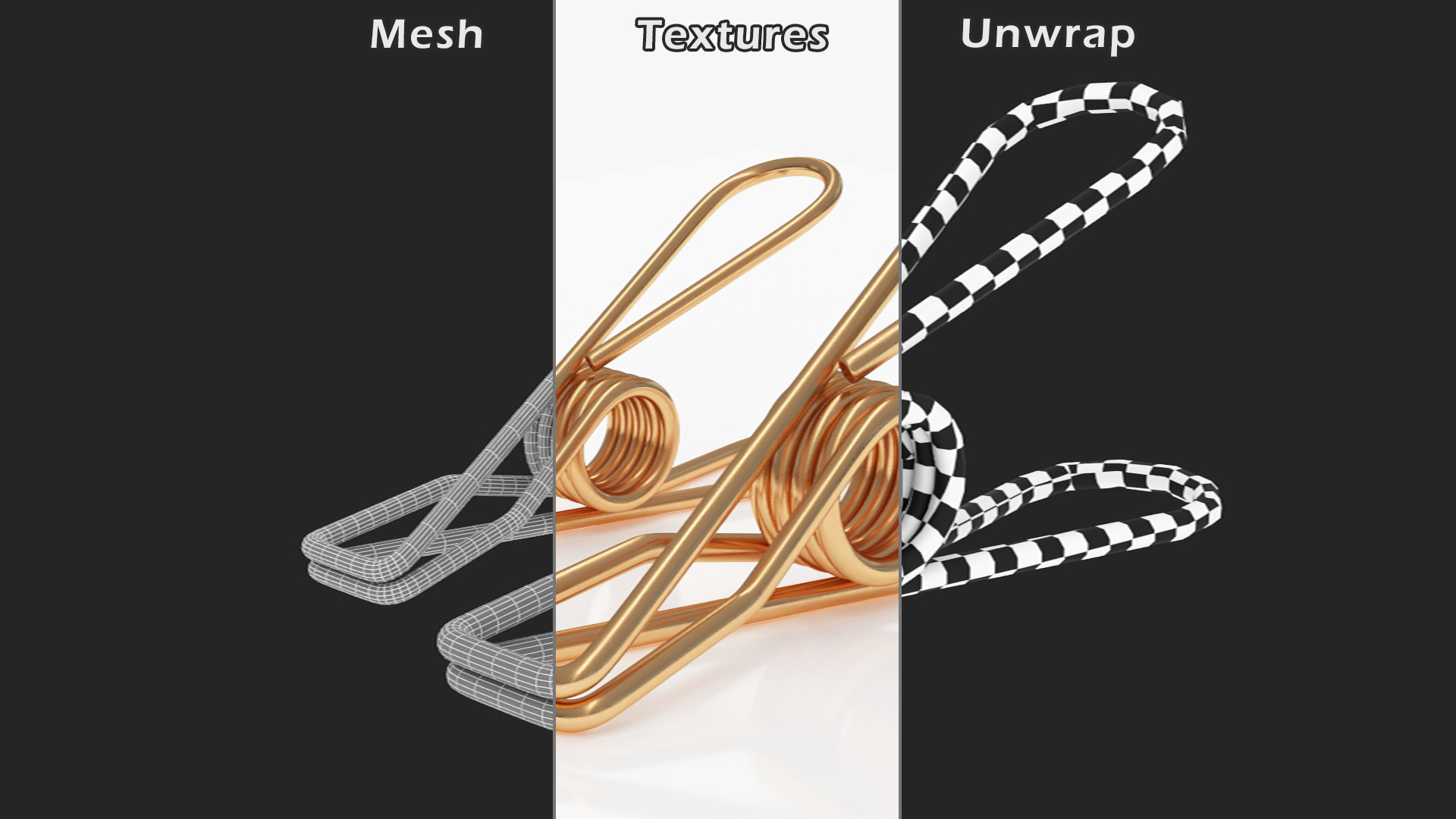 3D model Steel Clothes Pegs Bronze