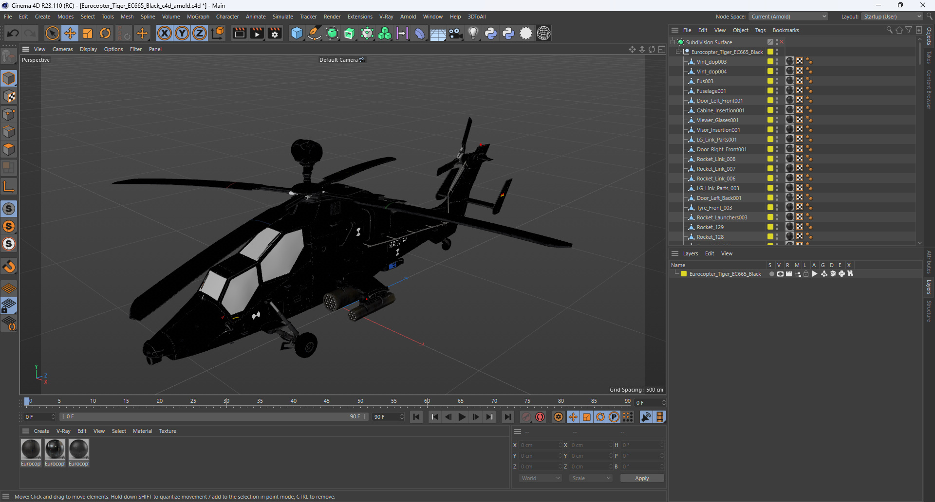 3D Eurocopter Tiger EC665 Black model