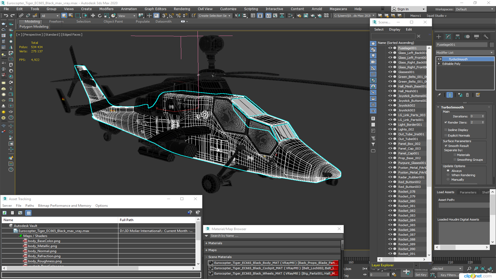 3D Eurocopter Tiger EC665 Black model