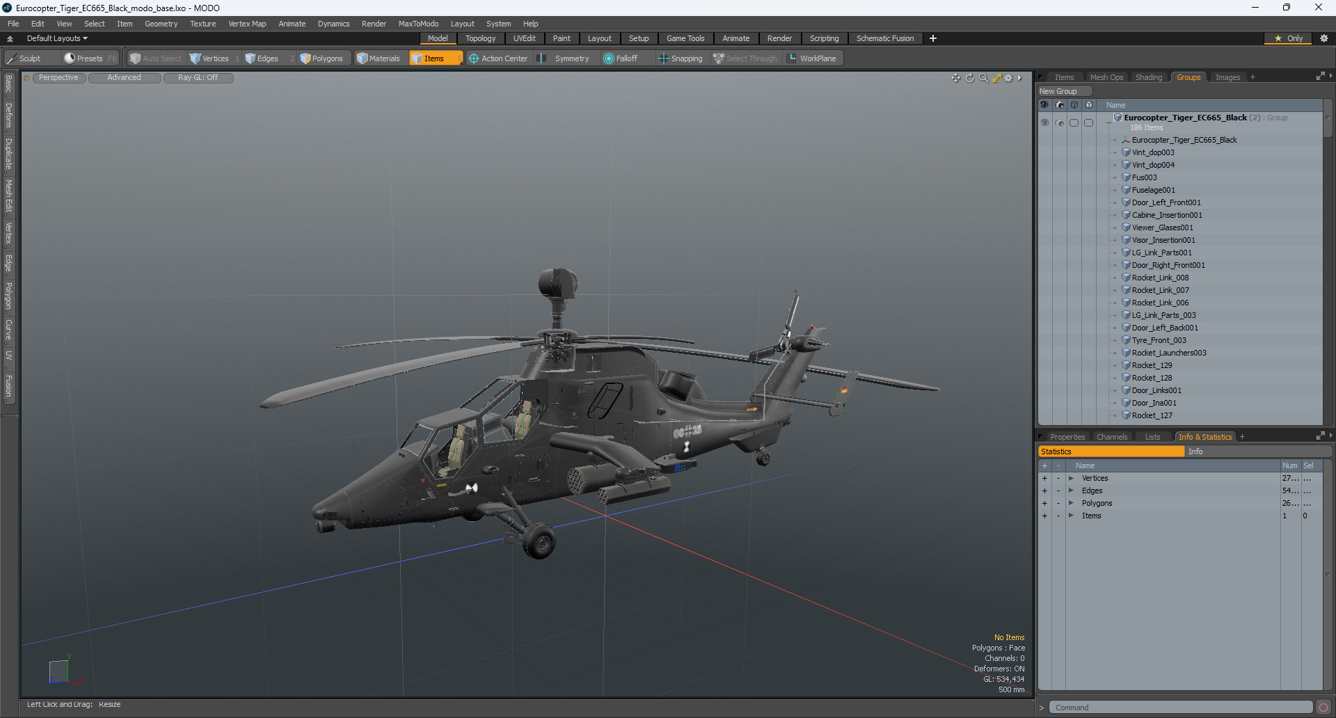 3D Eurocopter Tiger EC665 Black model
