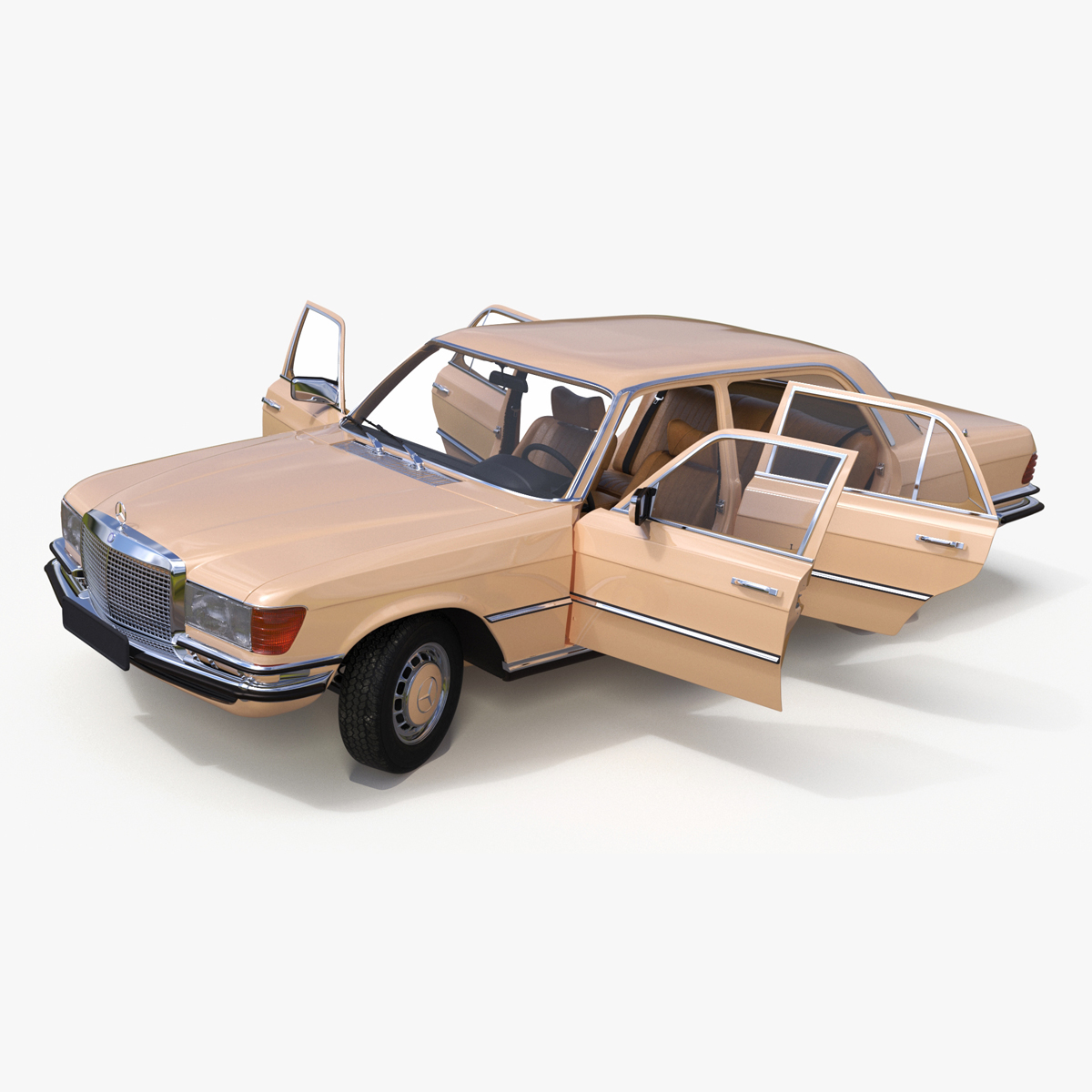 3D Mercedes Benz 350 SE Yellow Rigged for Cinema 4D model