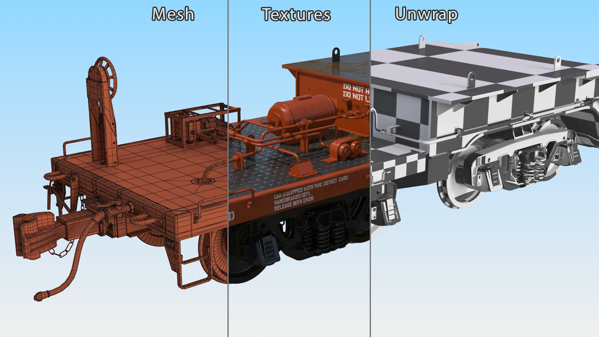 Heavyweight 8-Axle Depressed Center Flat Car 3D model