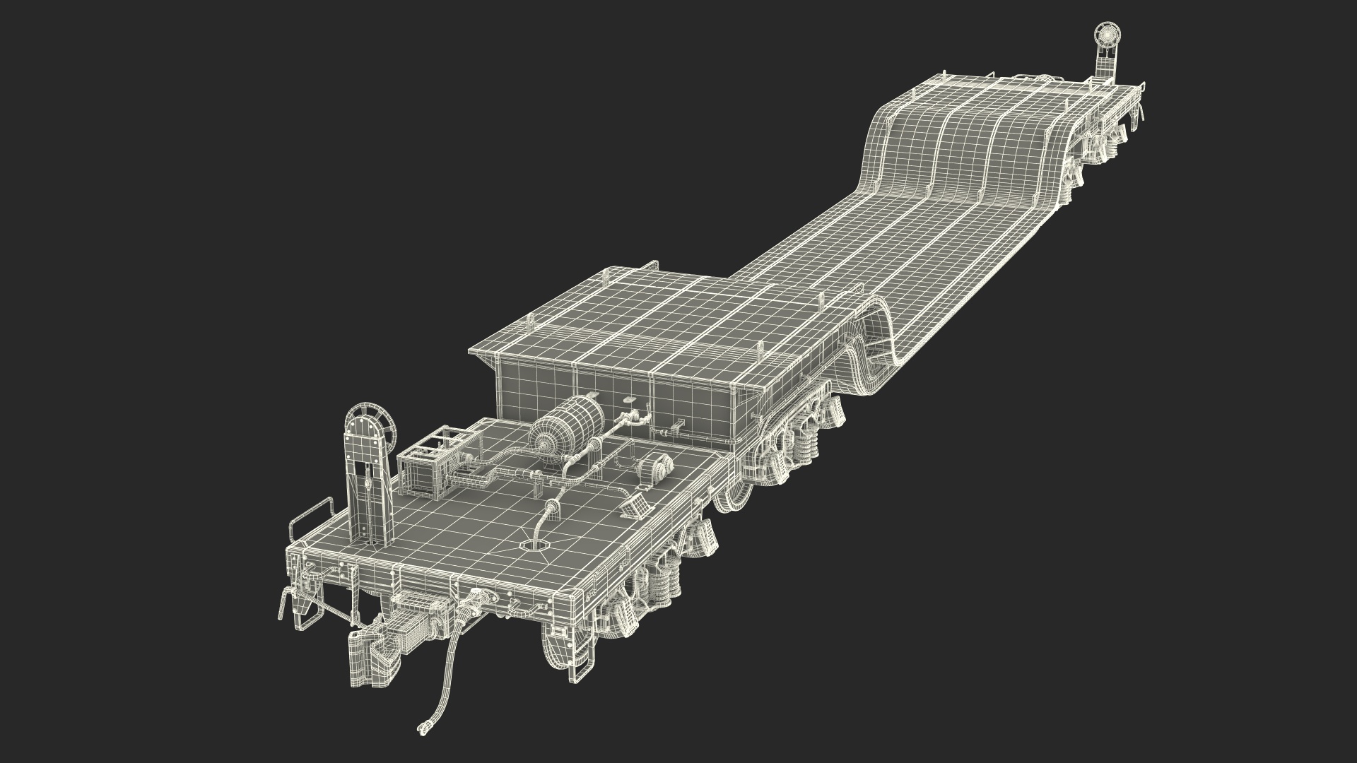 Heavyweight 8-Axle Depressed Center Flat Car 3D model