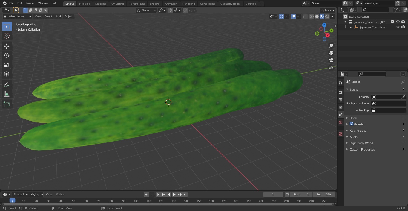 3D Japanese Cucumbers model
