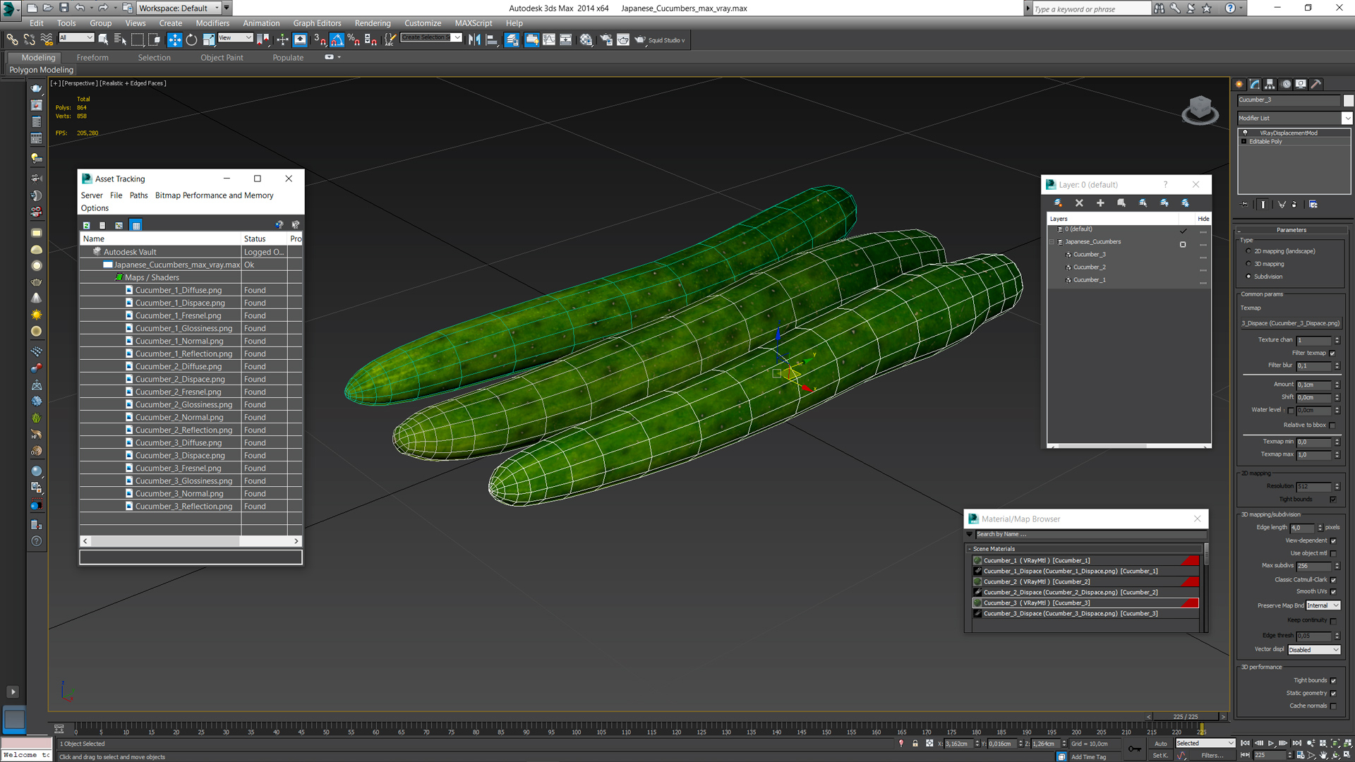 3D Japanese Cucumbers model