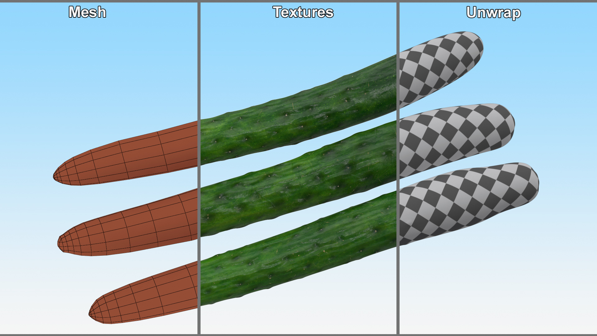 3D Japanese Cucumbers model