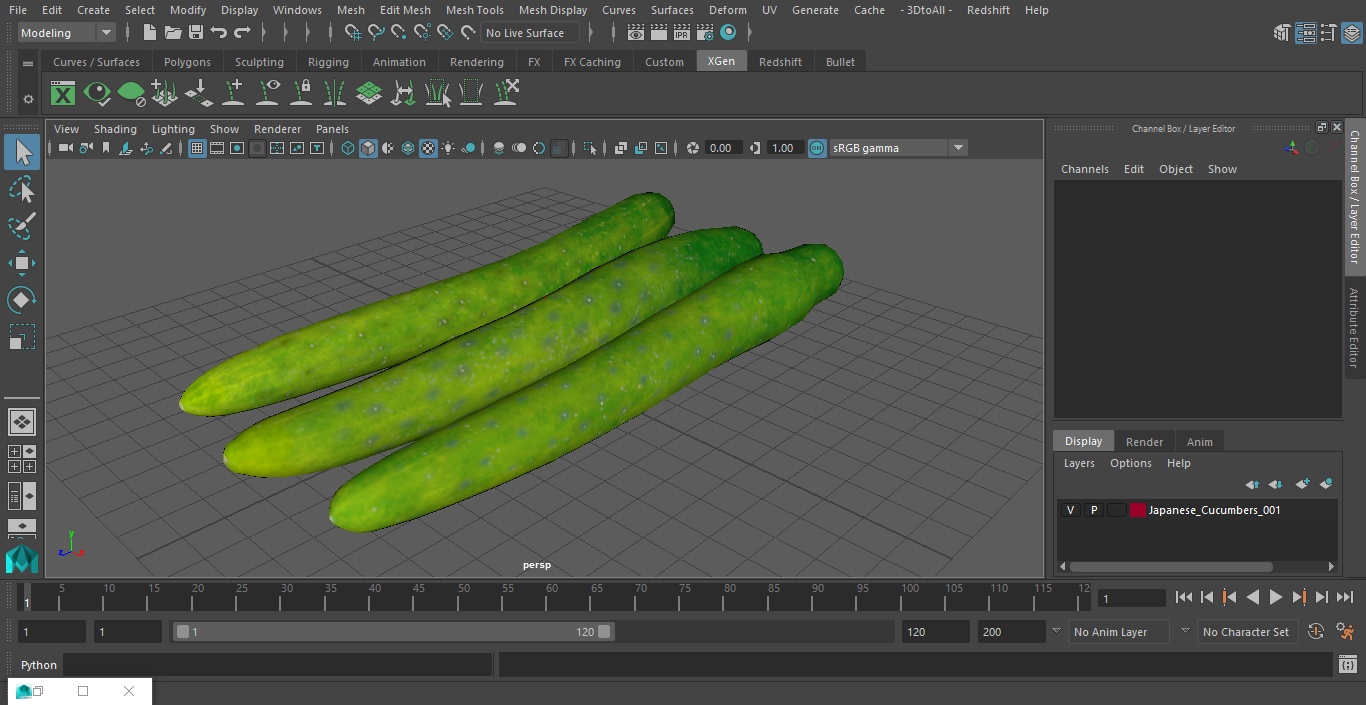3D Japanese Cucumbers model