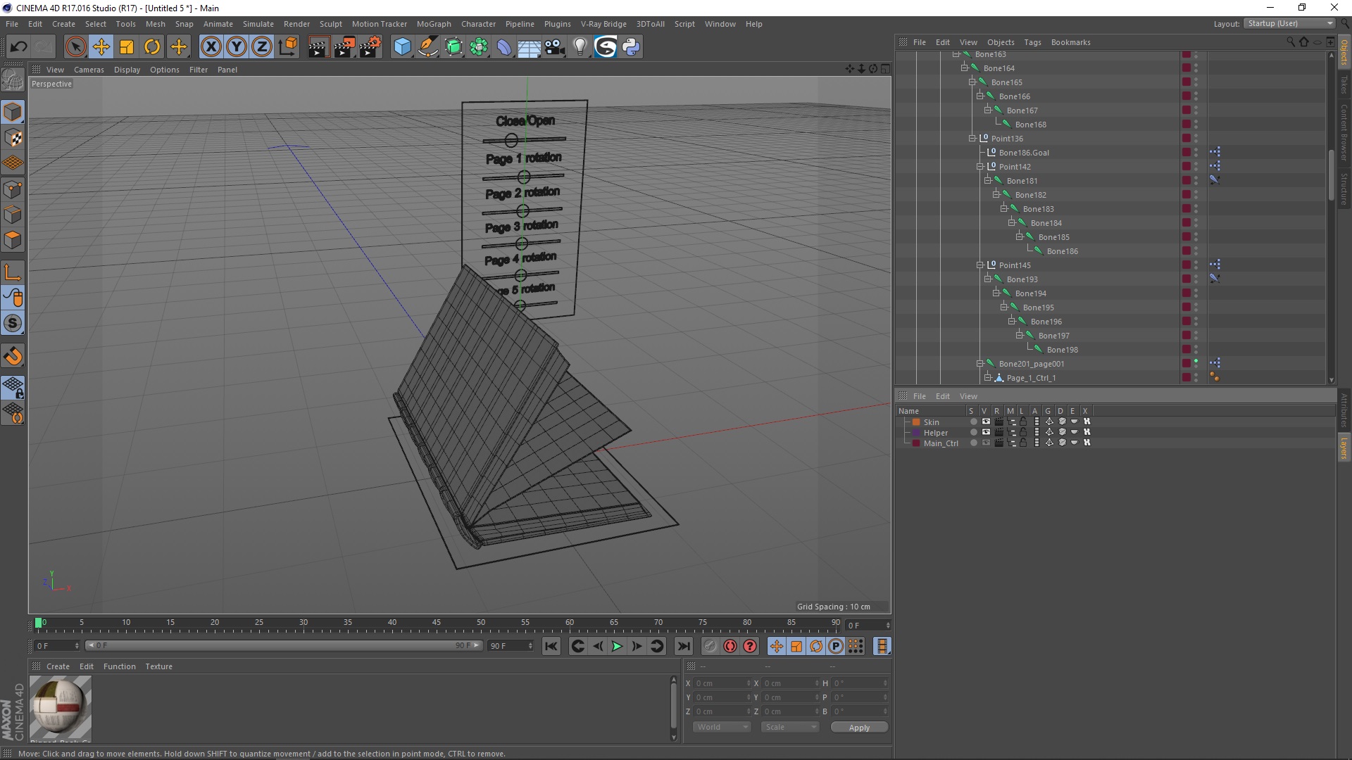3D Hardback Book Elven Text Green Rigged for Cinema 4D