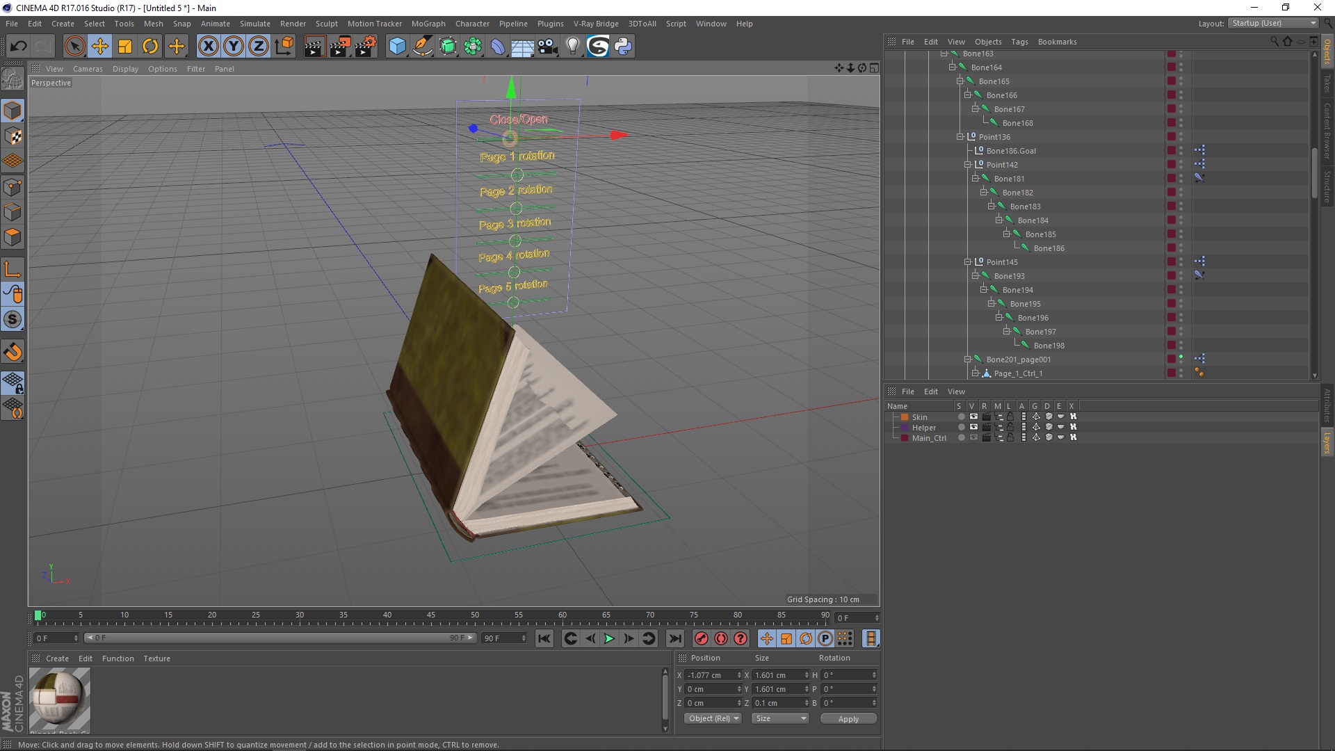 3D Hardback Book Elven Text Green Rigged for Cinema 4D