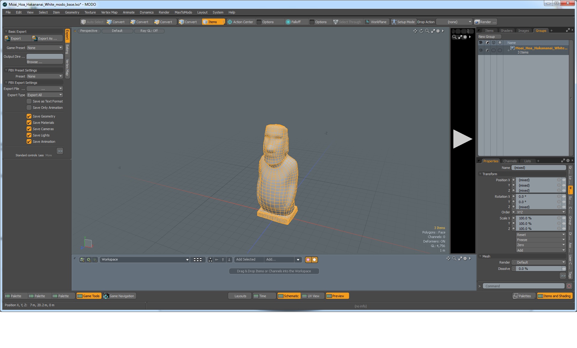 Moai Hoa Hakananai White for 3D Print 3D