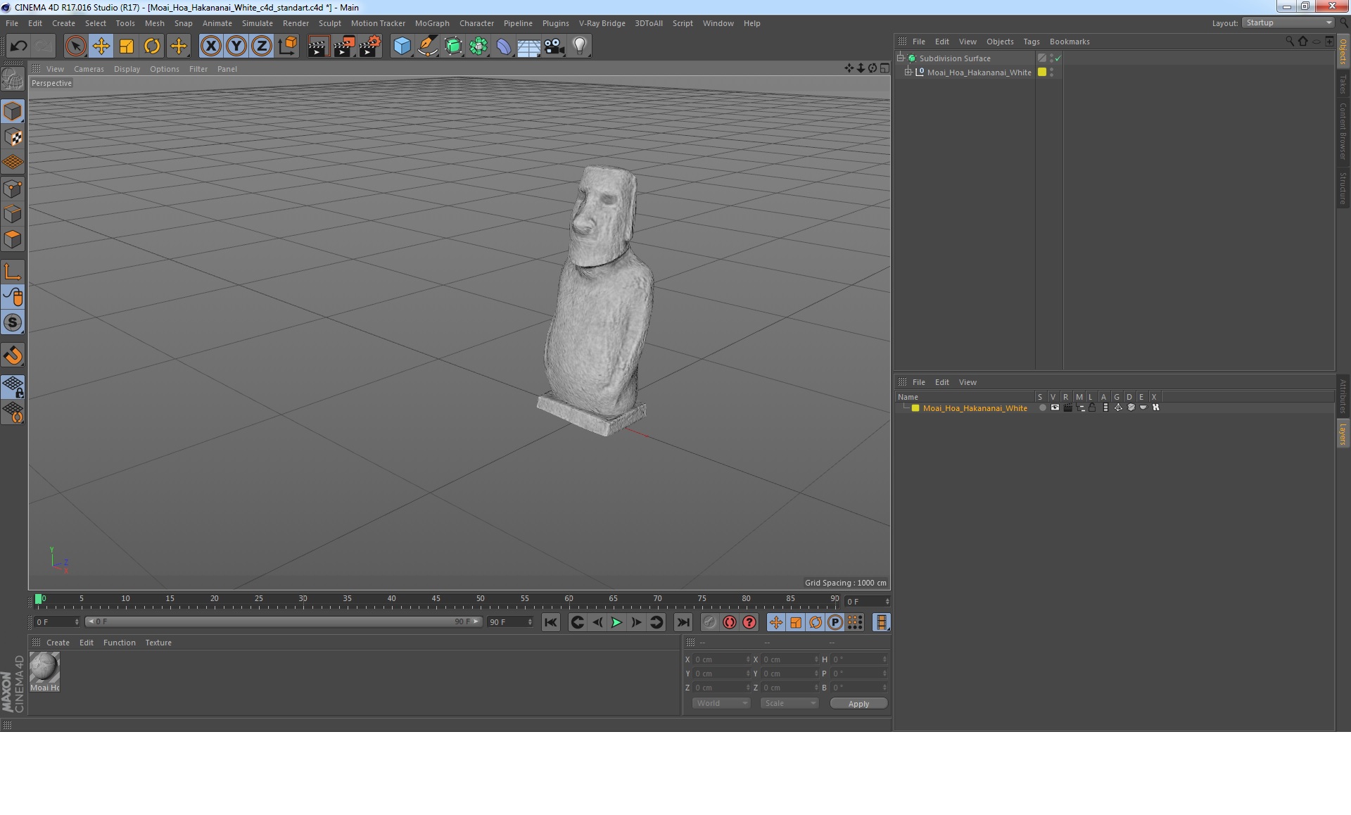 Moai Hoa Hakananai White for 3D Print 3D