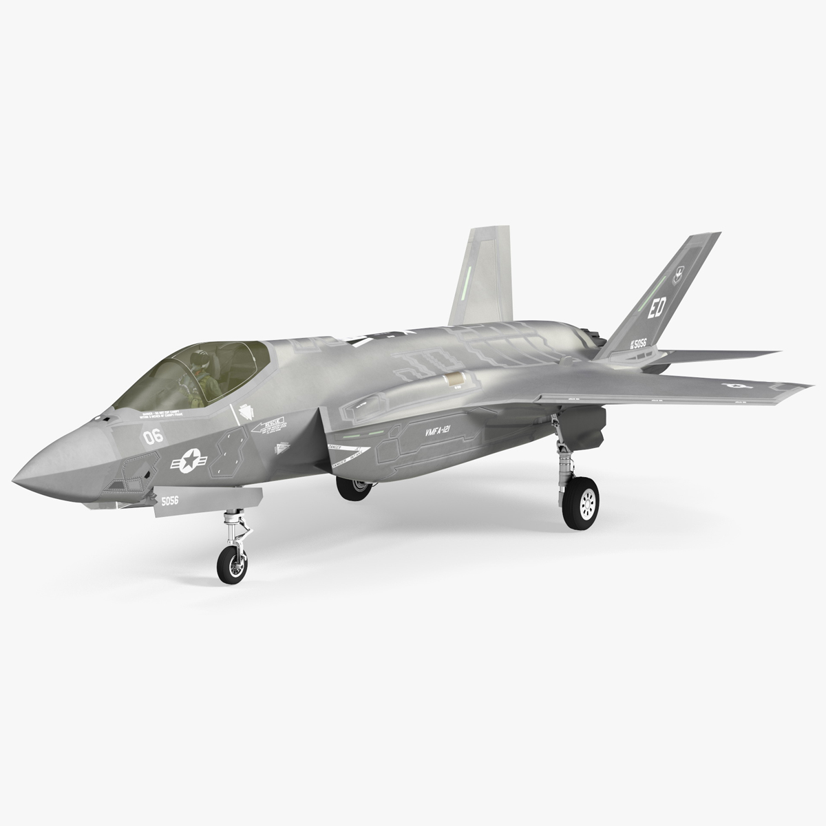 Stealth Multirole Fighter F 35 Lightning II With a Pilot Rigged for Maya 3D