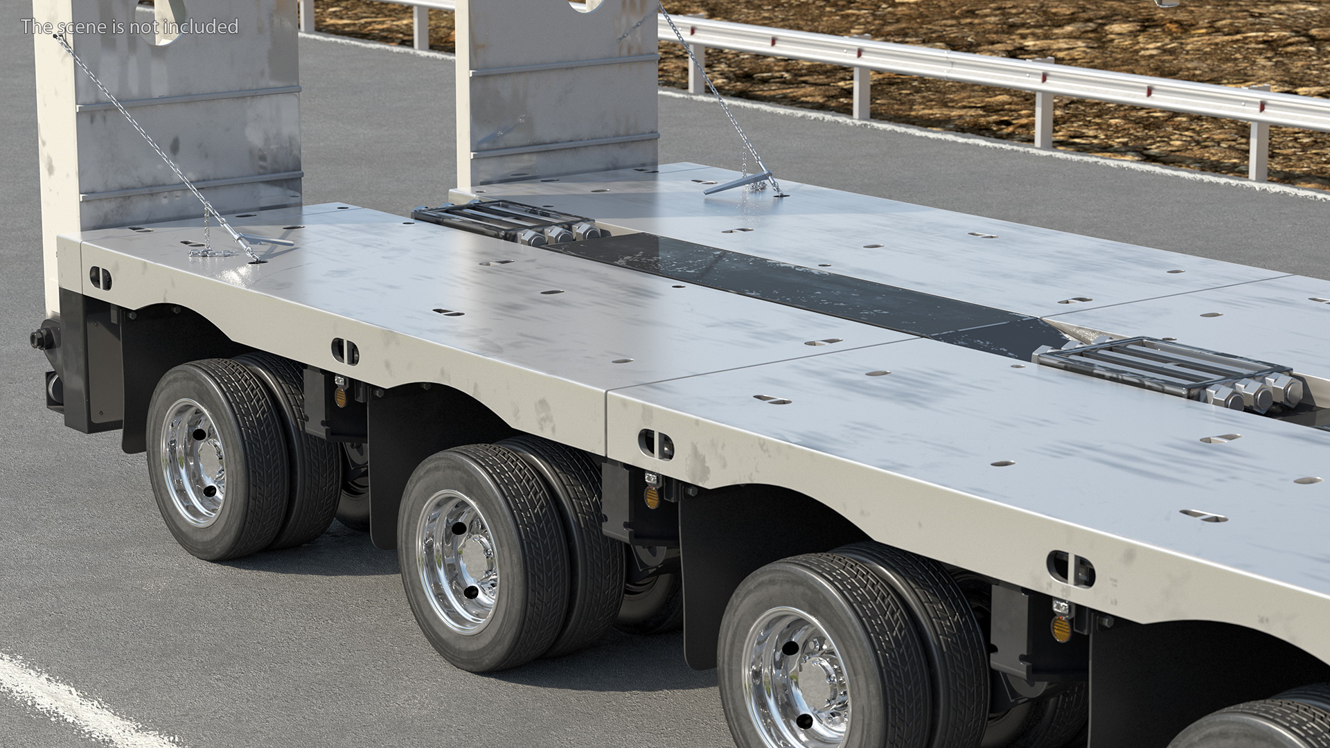 3D Bulldozer on Heavy Transport Trailer