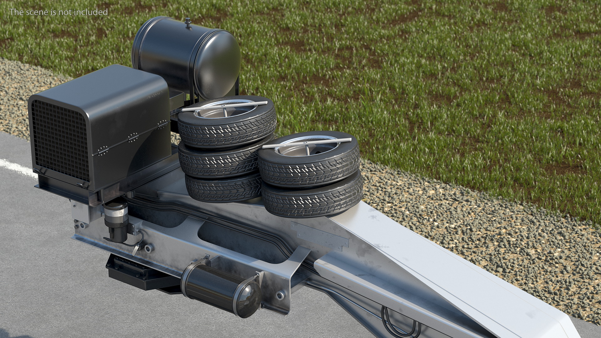 3D Bulldozer on Heavy Transport Trailer