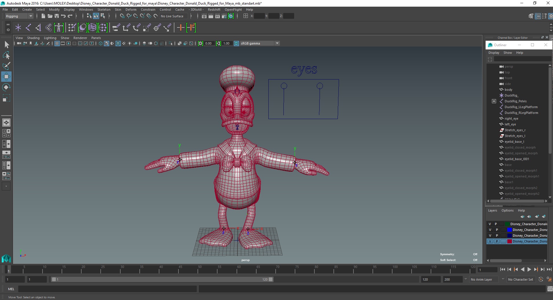 Disney Character Donald Duck Rigged for Maya 3D model