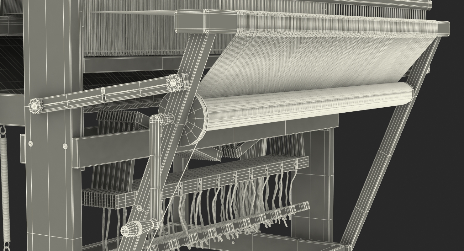 3D model Wooden Loom with Rug