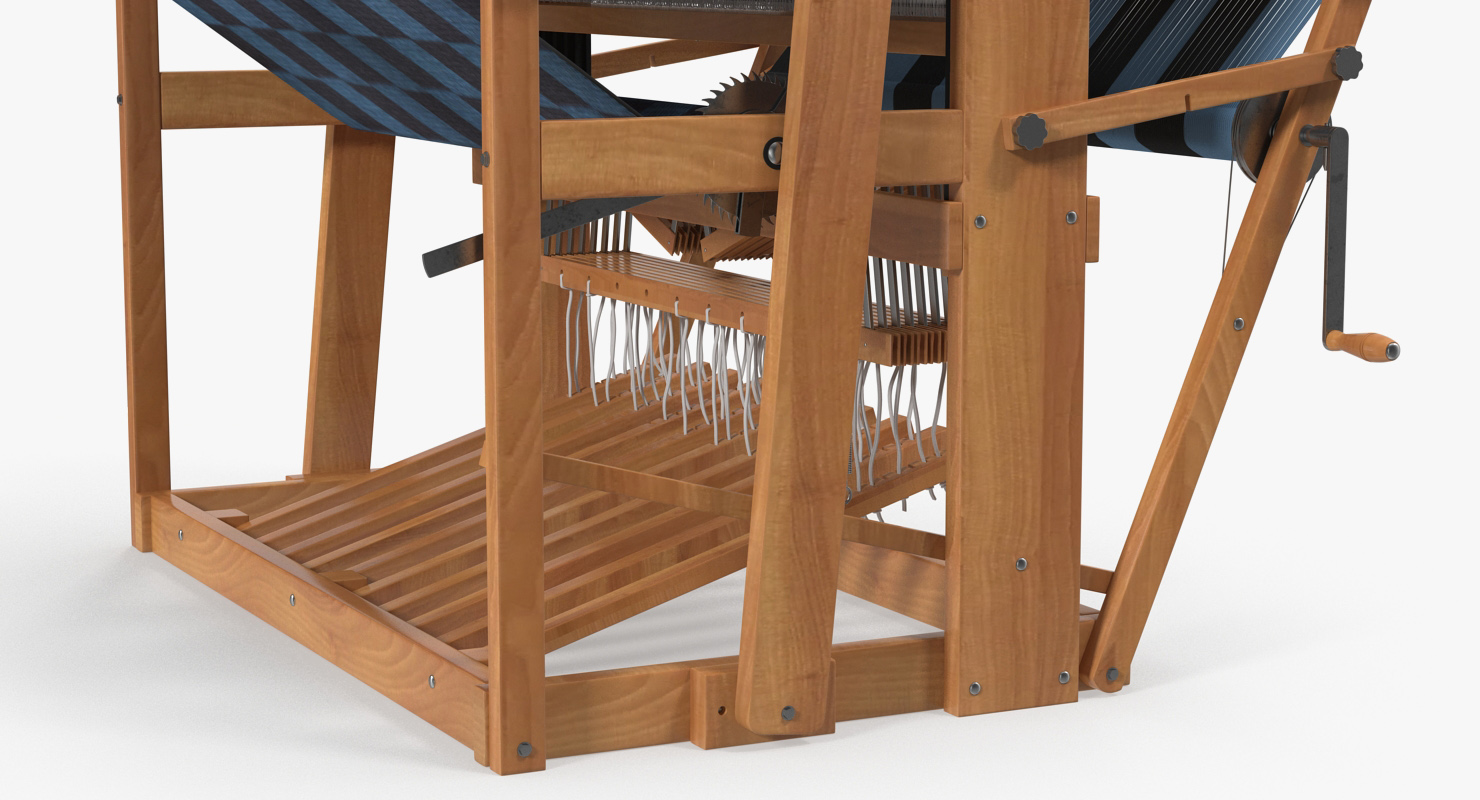 3D model Wooden Loom with Rug