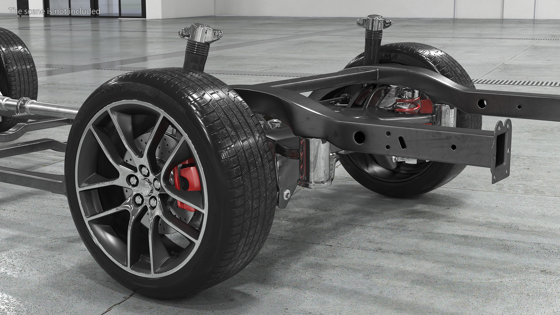 3D Car Chassis with Suspension and Wheels model