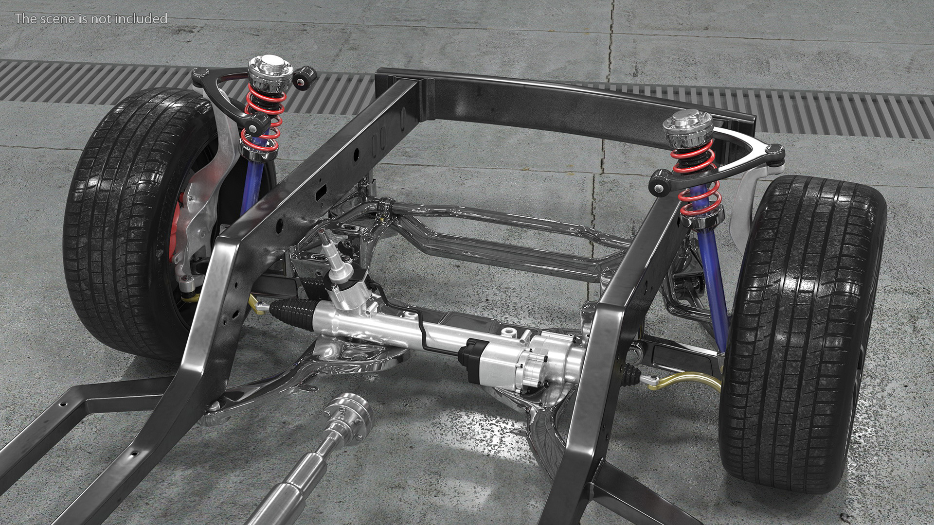 3D Car Chassis with Suspension and Wheels model